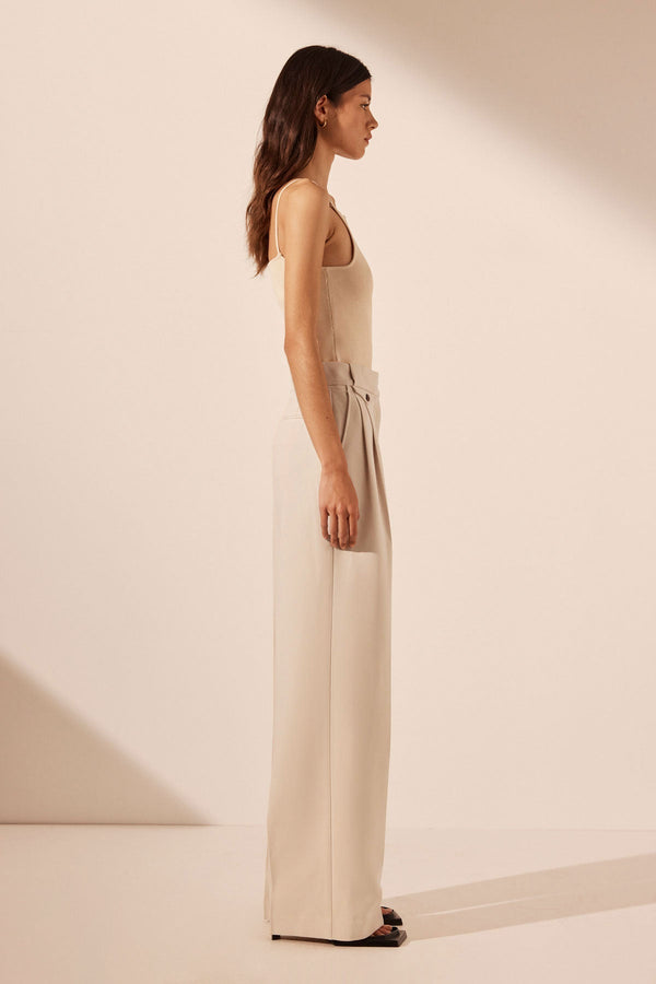 IRENA HIGH WAISTED TAILORED PANT - BONE_S