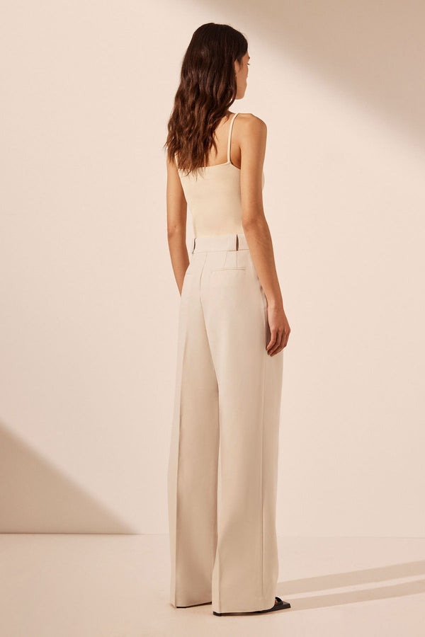 IRENA HIGH WAISTED TAILORED PANT - BONE_B