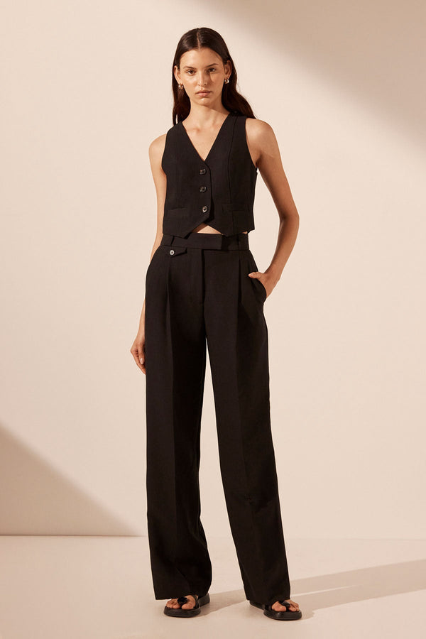IRENA TAILORED FITTED VEST - BLACK_F