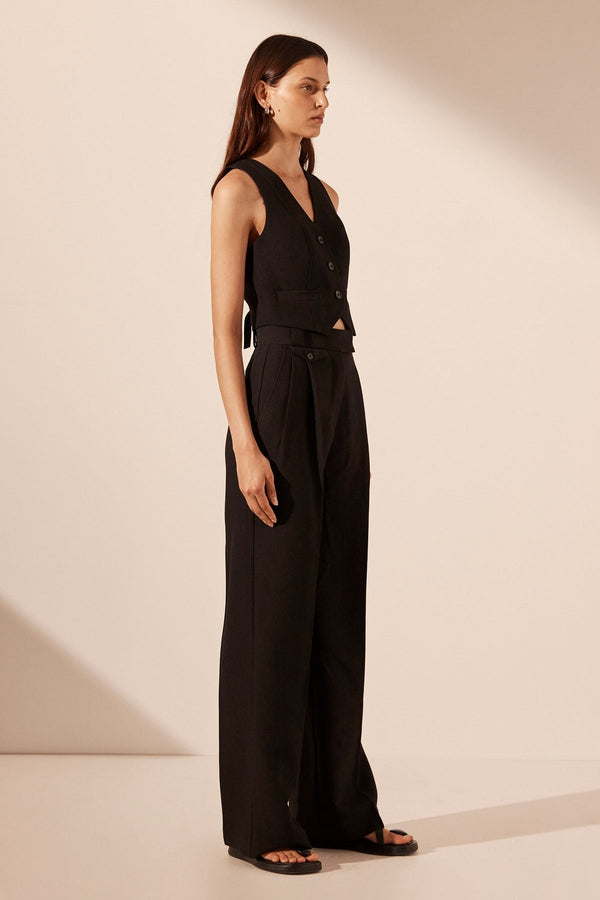 IRENA TAILORED FITTED VEST - BLACK_A