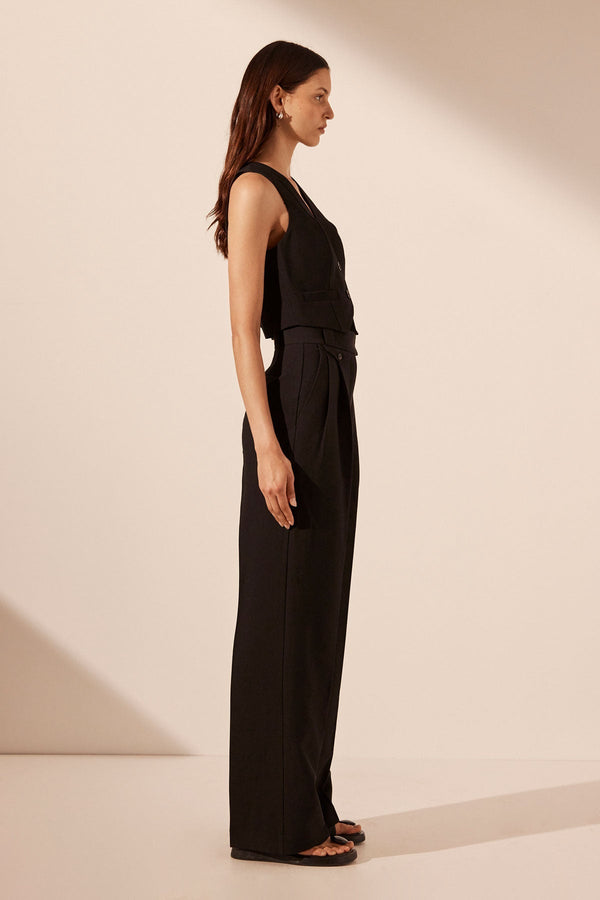 IRENA TAILORED FITTED VEST - BLACK_S