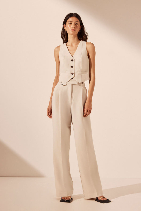 IRENA TAILORED FITTED VEST - BONE_F
