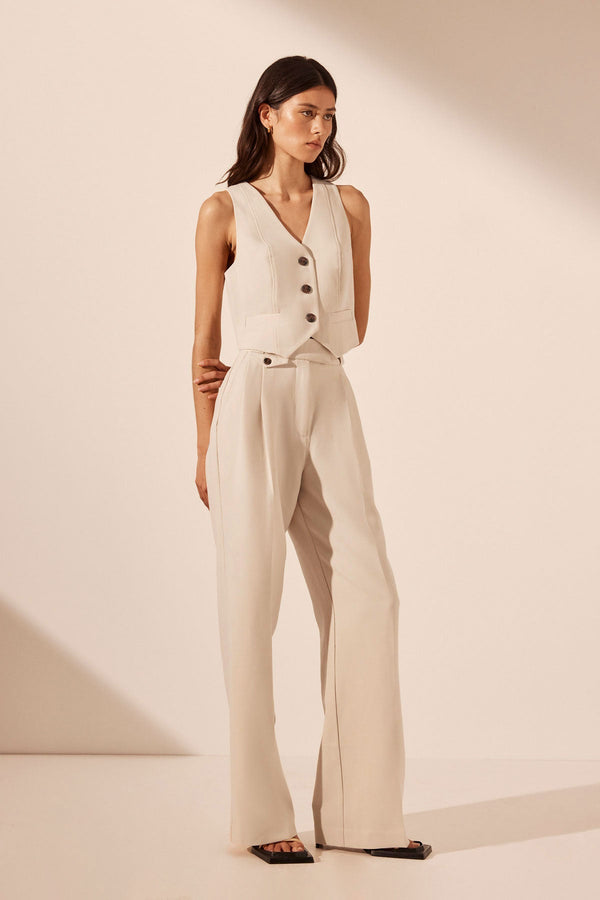 IRENA TAILORED FITTED VEST - BONE_A