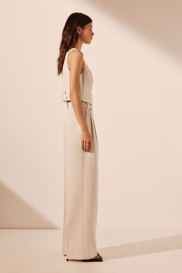 IRENA TAILORED FITTED VEST - BONE_S
